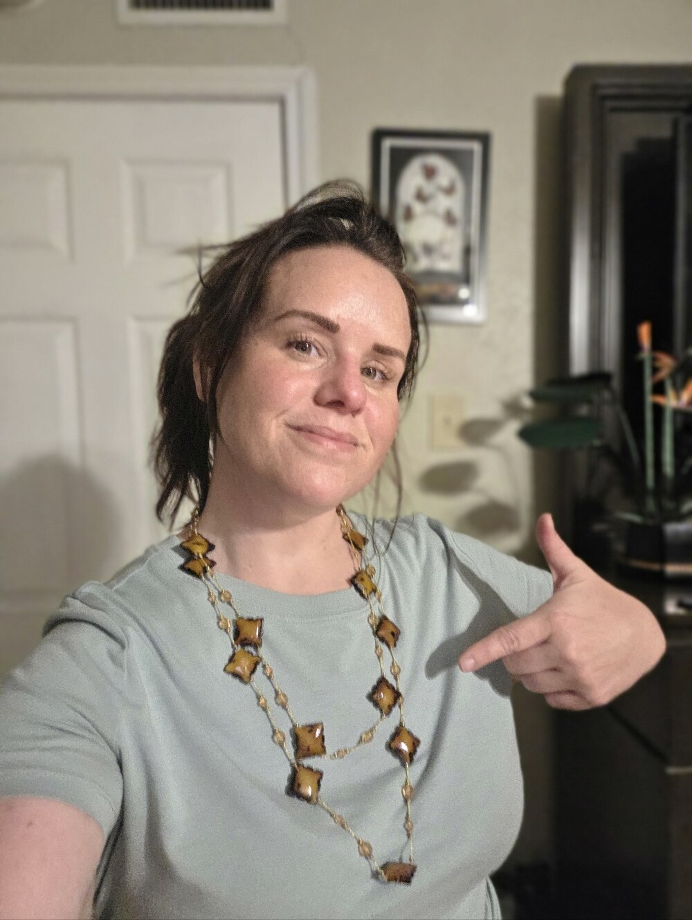 Artisan Amber Glass Statement Necklace - Women Jewelry